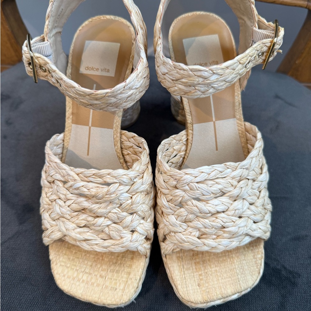 Dolce Vita Asher Braided Platform Heels - Lt Natural Raffia - Picture 5 of 8